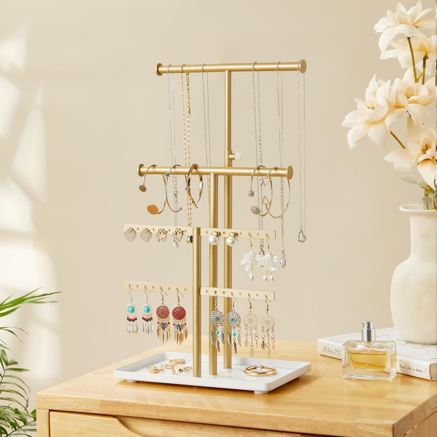 Soporte joyas metal decorativo para collares pulseras