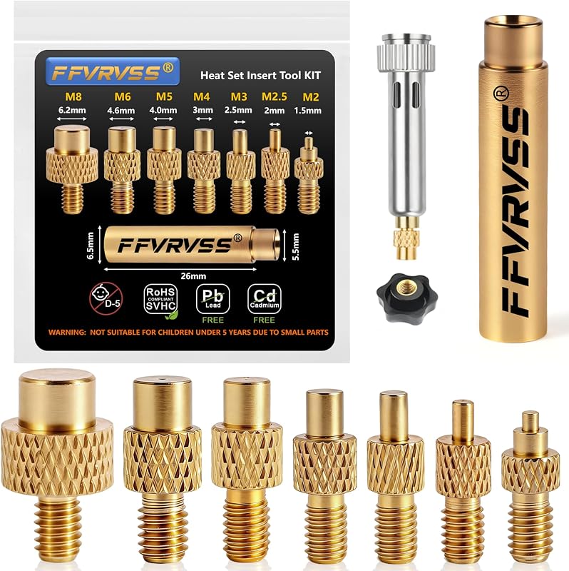 Kit 8x herramientas inserción calor M2-M8 para impresoras 3D