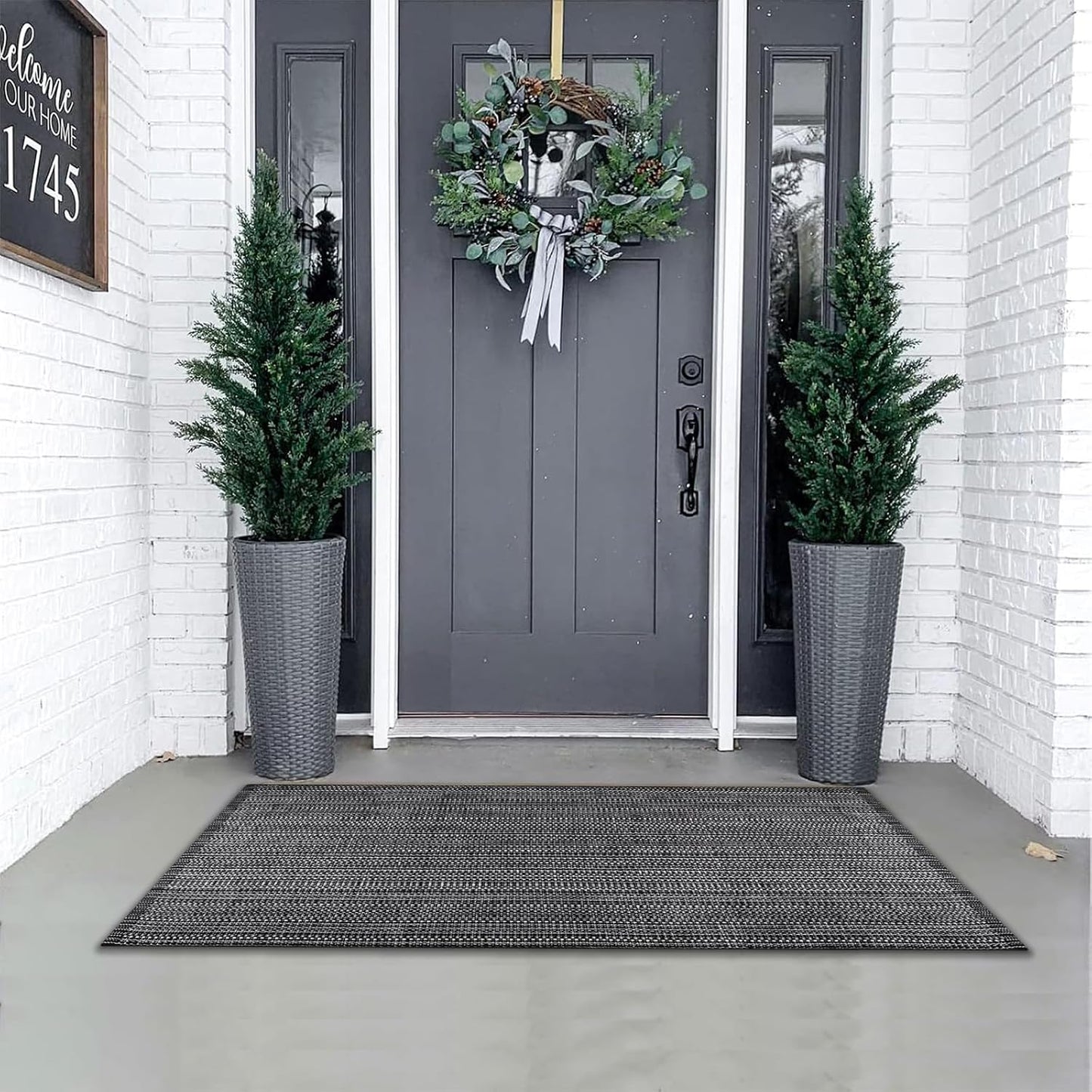 Tapete puerta bohemio negro 23.6x51.2" algodón
