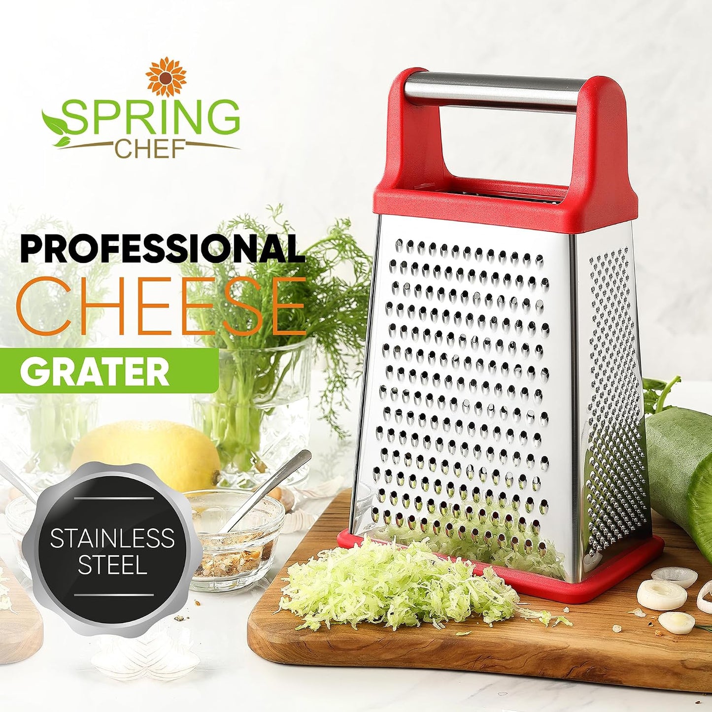 Rallador acero inox 4 lados XL para queso y zanahoria
