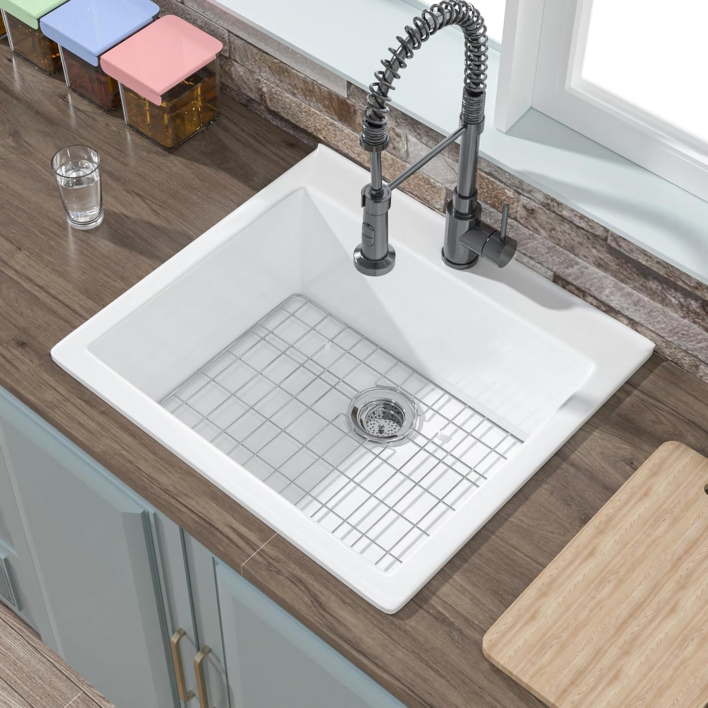 Fregadero cocina empotrable 24x22pulg blanco 1 agujero