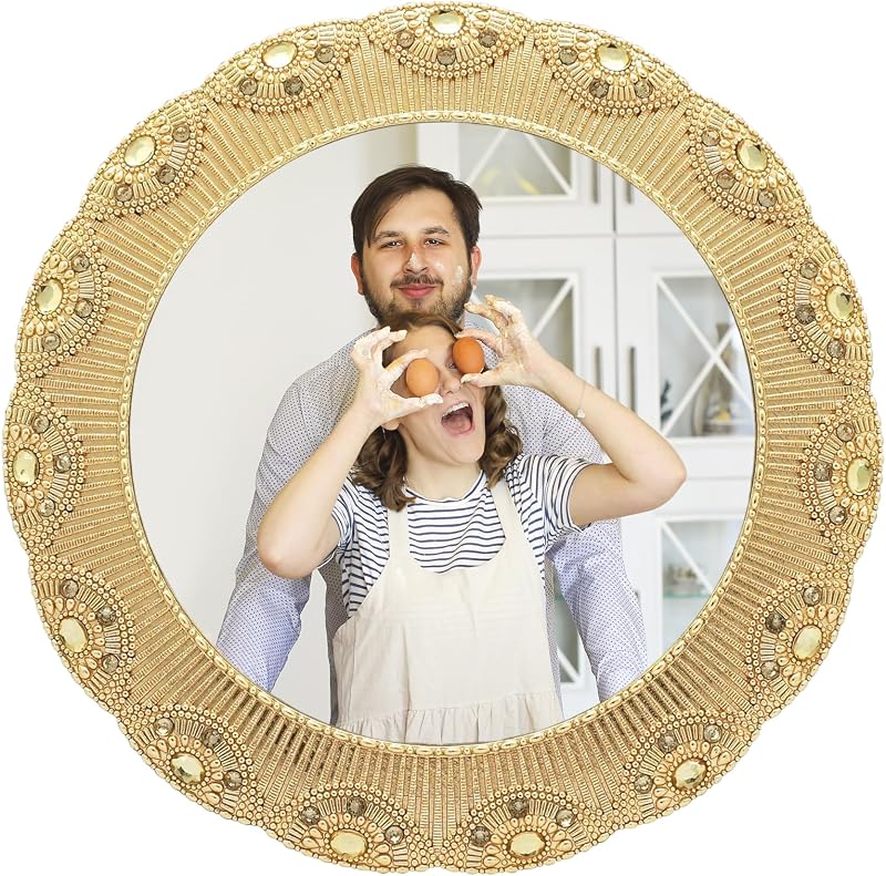 Marco foto circular dorado 5x5pulg decoración hogar boda graduación