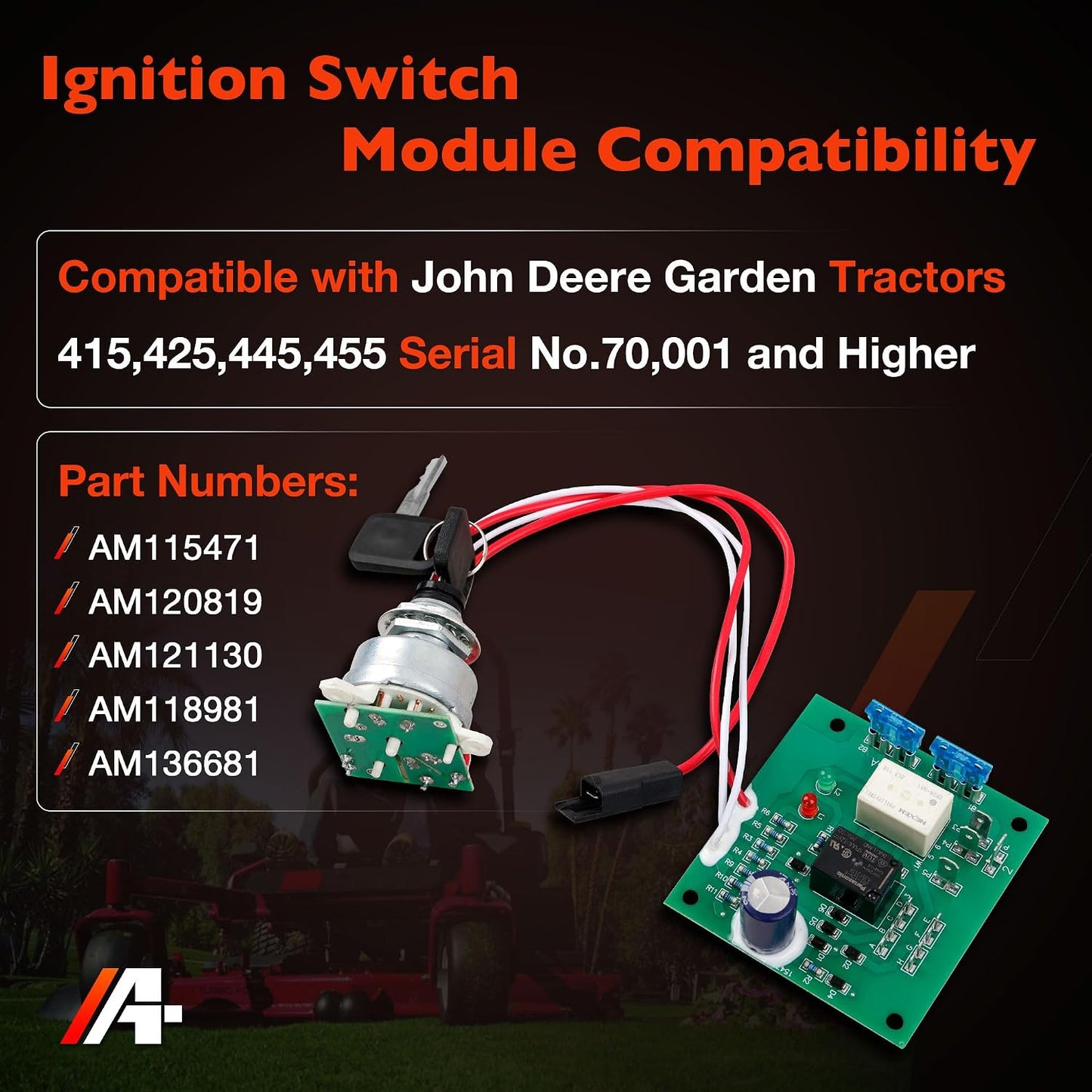 Módulo interruptor encendido 2 llaves comp John Deere