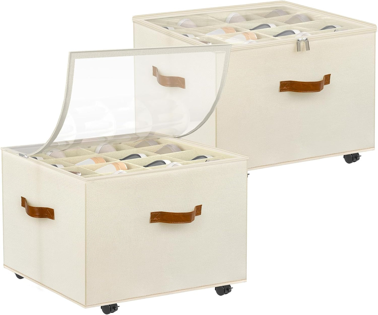 Organiz. zapatos con ruedas y divisores 2 pzas apilable