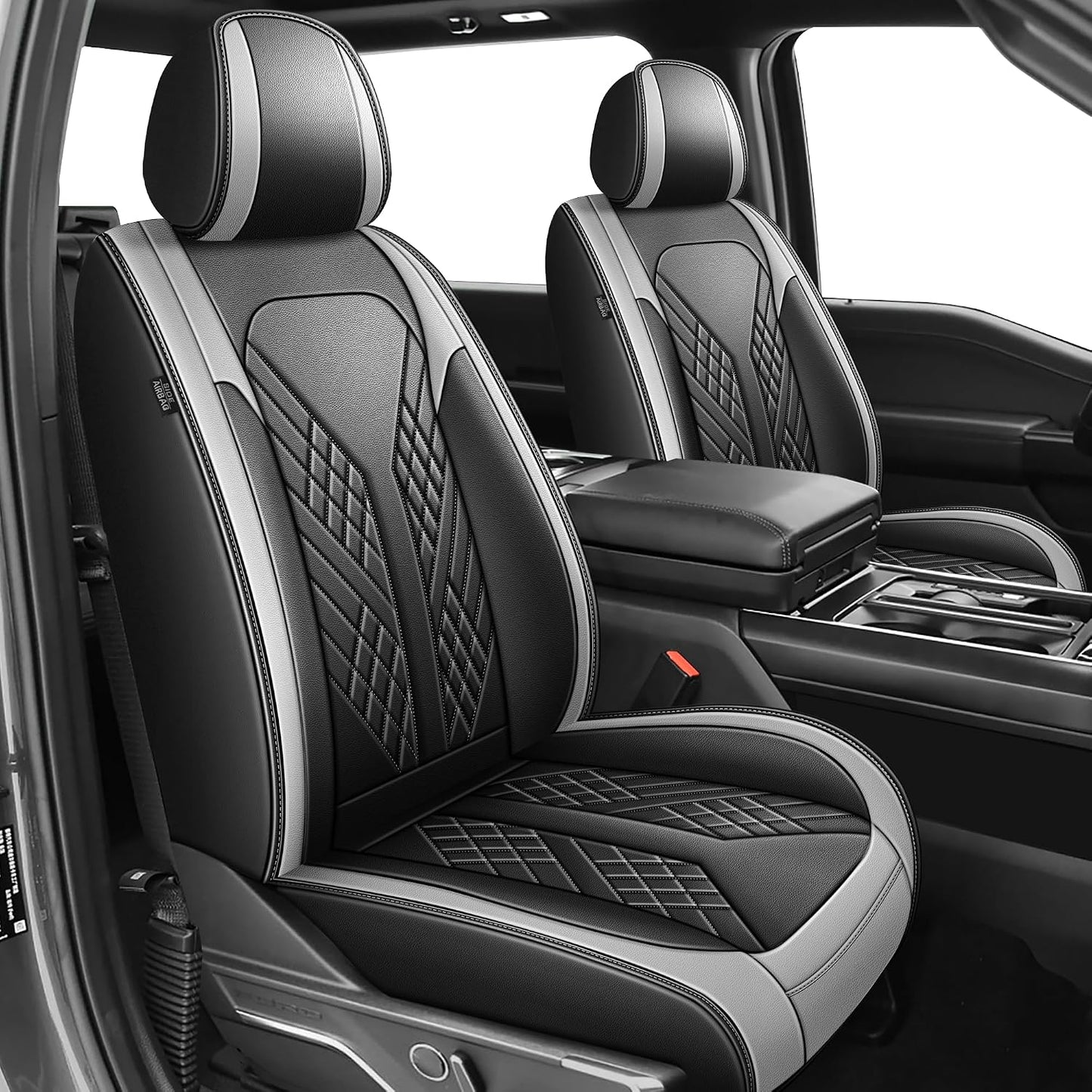 Fundas asiento Ford F150/F250 09-26 piel sintética 5 Pzas negro gris