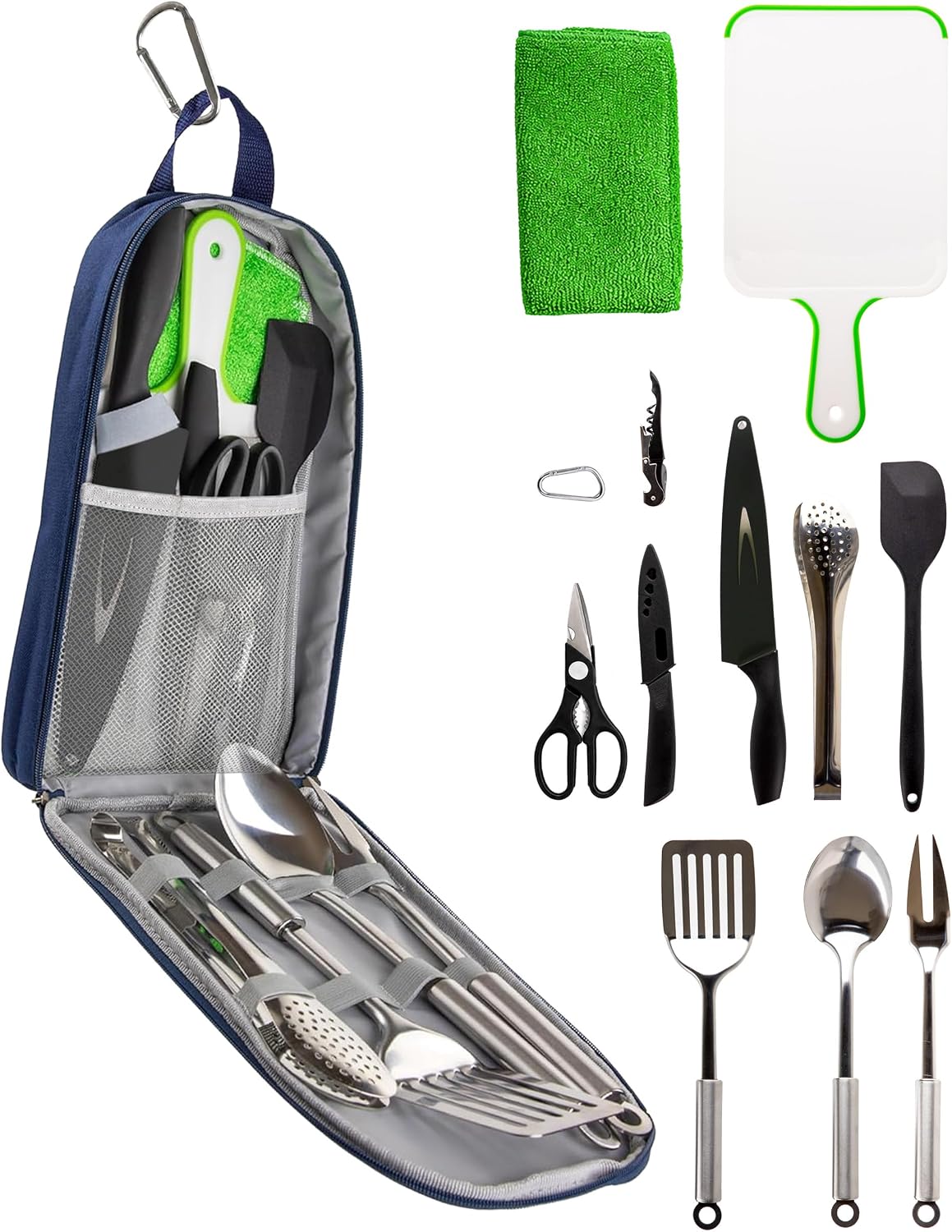 Set 12 Pzas Utensilios Cocina Campamento Estuche Compacto