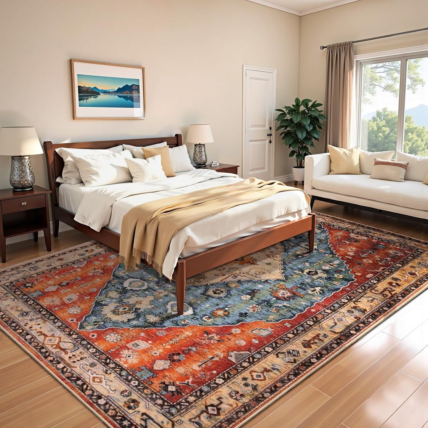 Alfombra lavable 6x9pulg antiderrap boho sala comedor