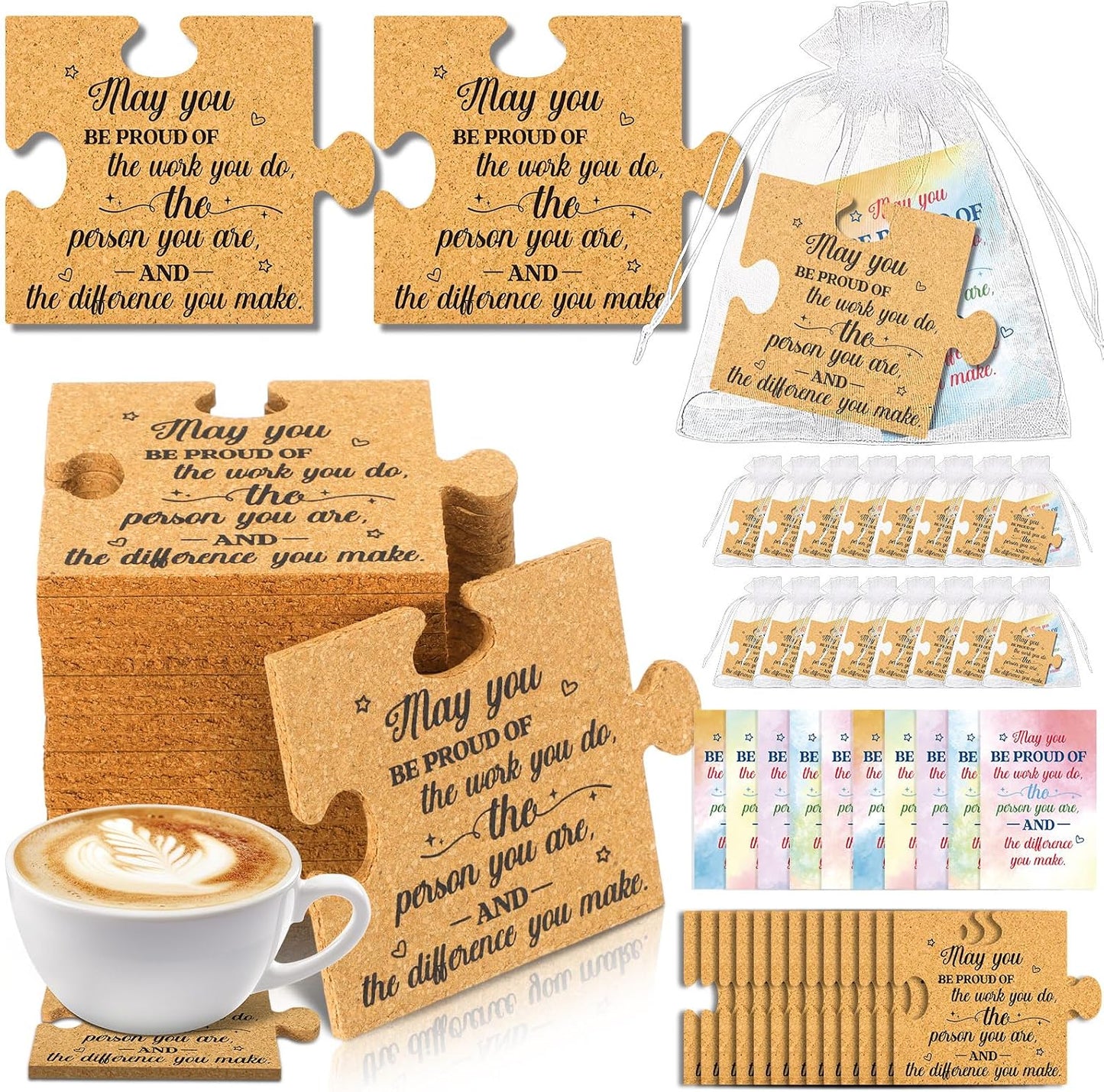 25 Set Posavasos Motivacionales San Valentín con Tarjetas