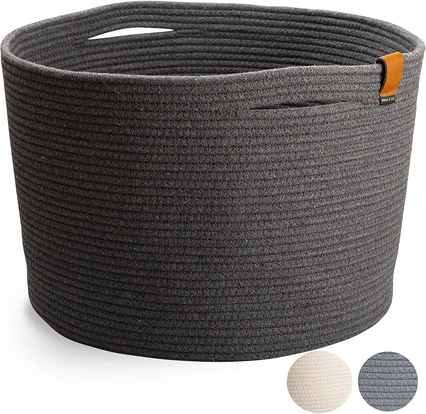 Cesta de cuerda algodón para almacenamiento gris