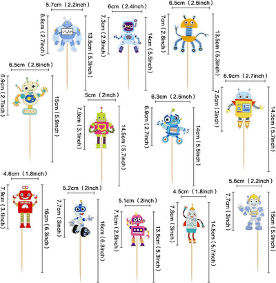 36 Adornos Magdalenas Robots Dibujos Animados Decoración Pasteles