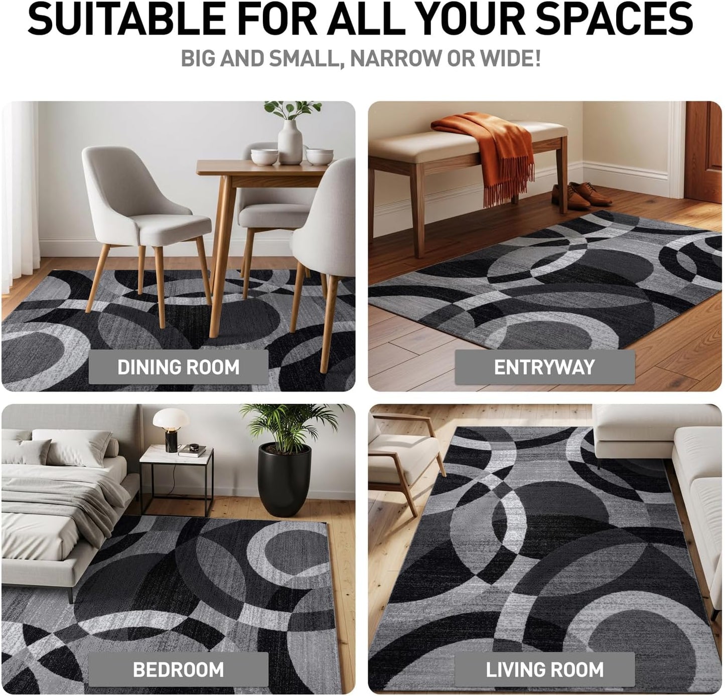 Alfombra gris geométrica para sala dormitorio oficina