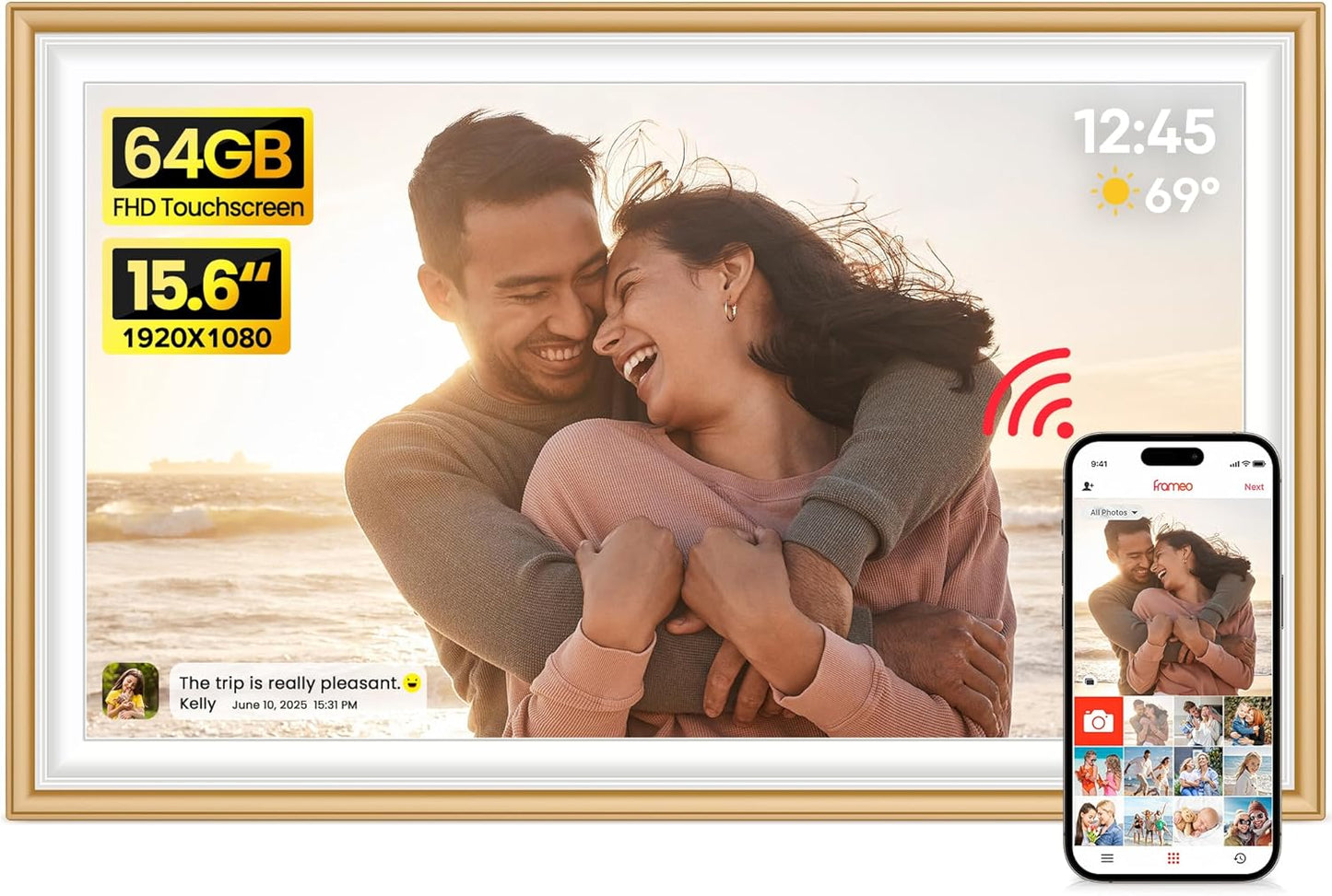 Marco fotos digital 15.6pulg 64GB pantalla IPS FHD WiFi