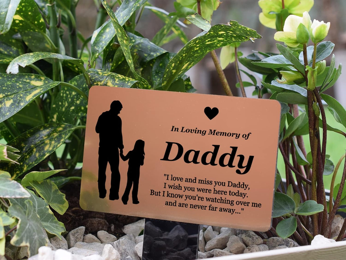 Estaca conmemorativa papá e hija placa cobre
