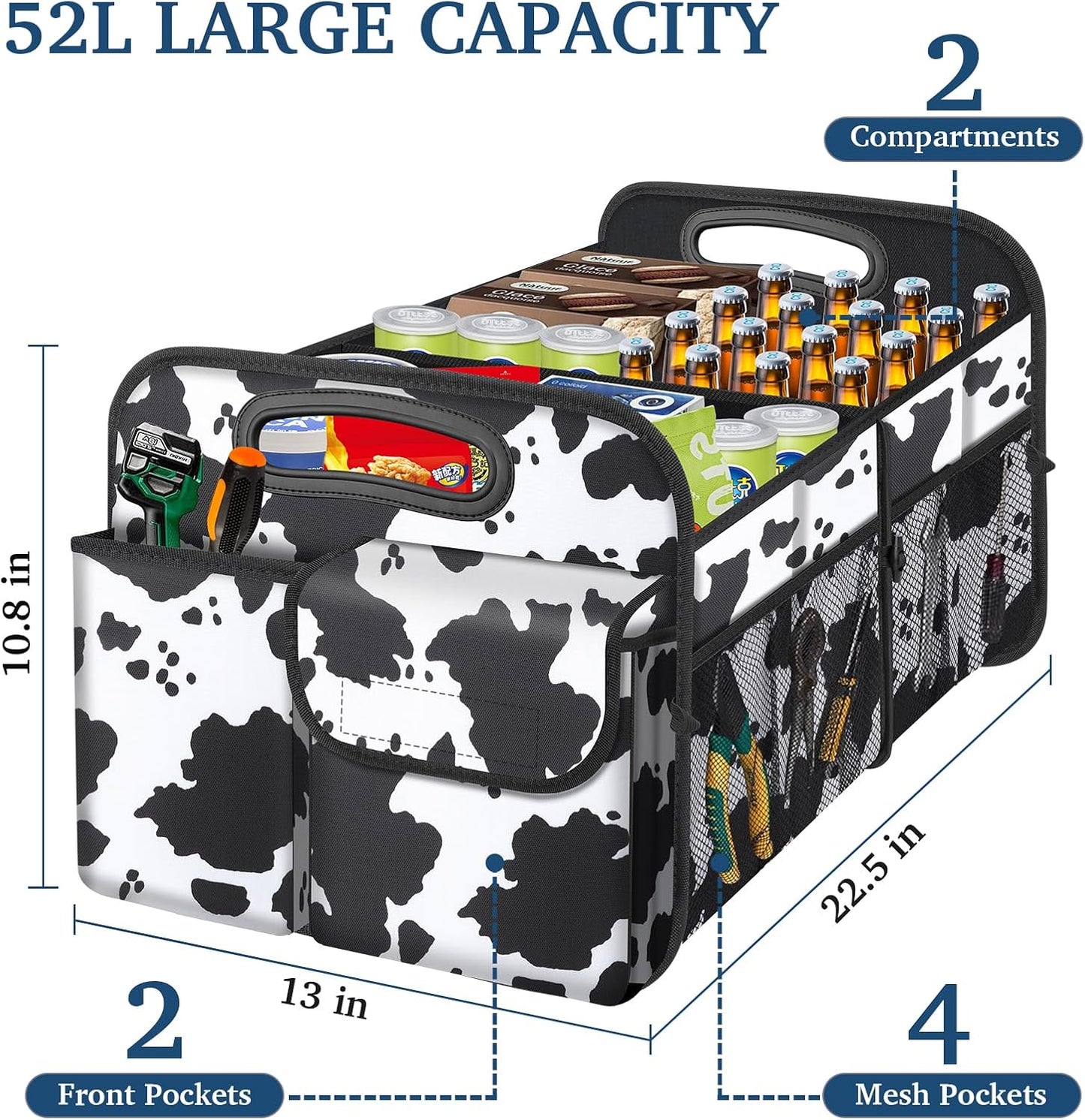 Organiz. maletero auto 52L 4 compart. imperm. 22.5x18pulg