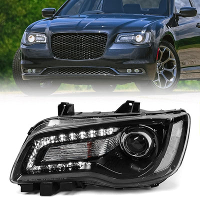 Faros halógenos Chrysler 300 bisel negro LH