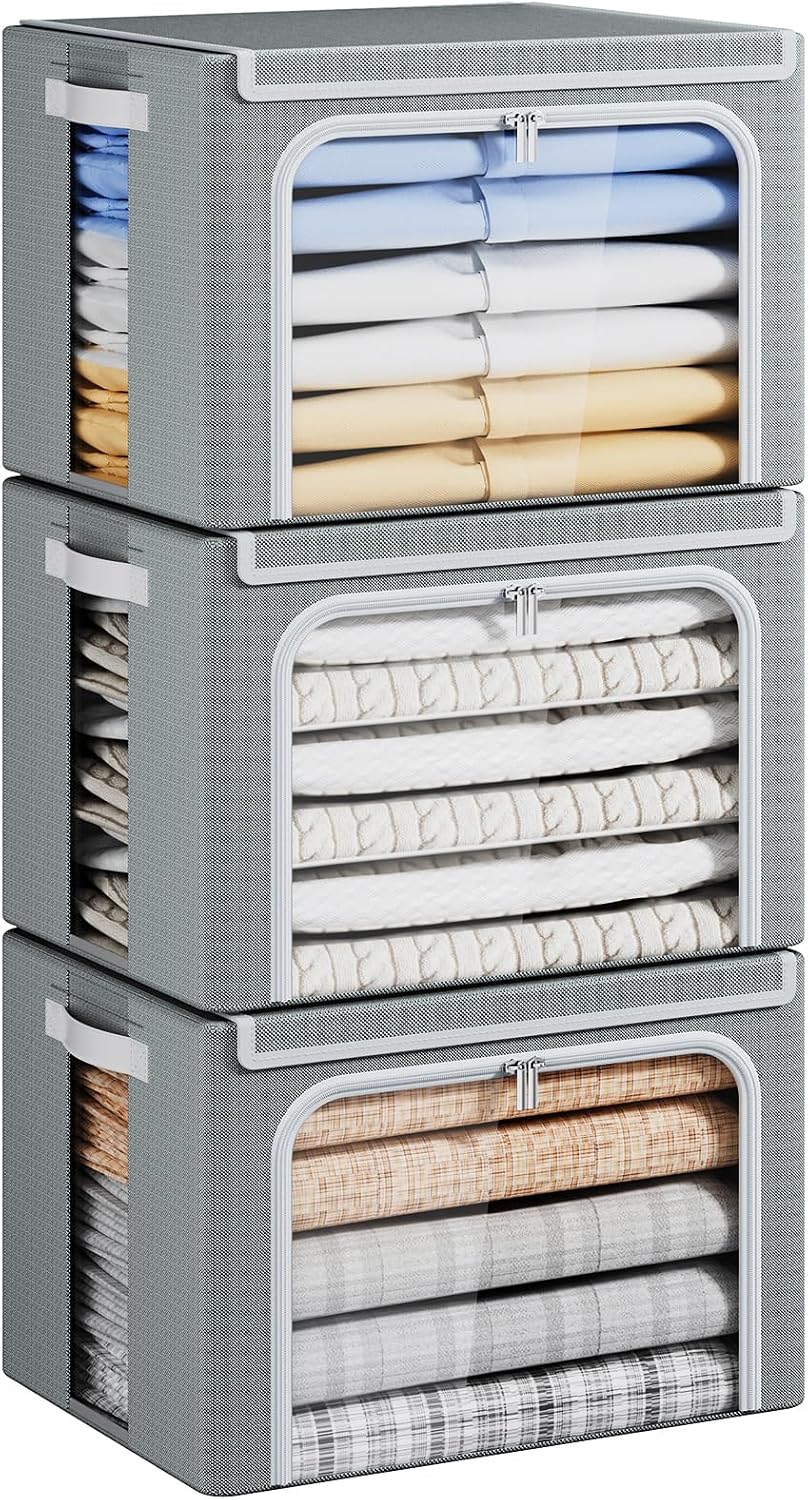 Caja contenedores ropa plegables 40l con tapa y cremallera