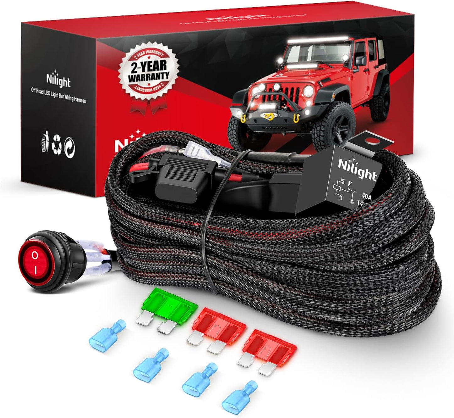 Kit arnés cable 12 AWG 12V con relé fusible para luces LED