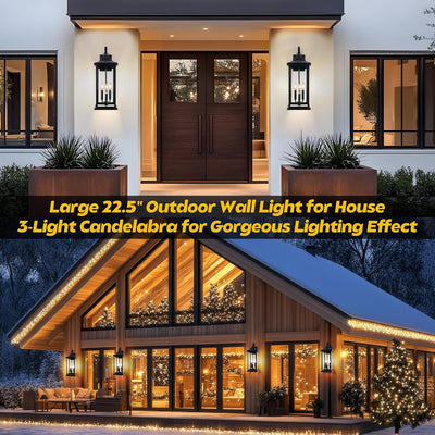 2 Luces Pared Exteriores 23pulg Candelabro IP65 Cristal