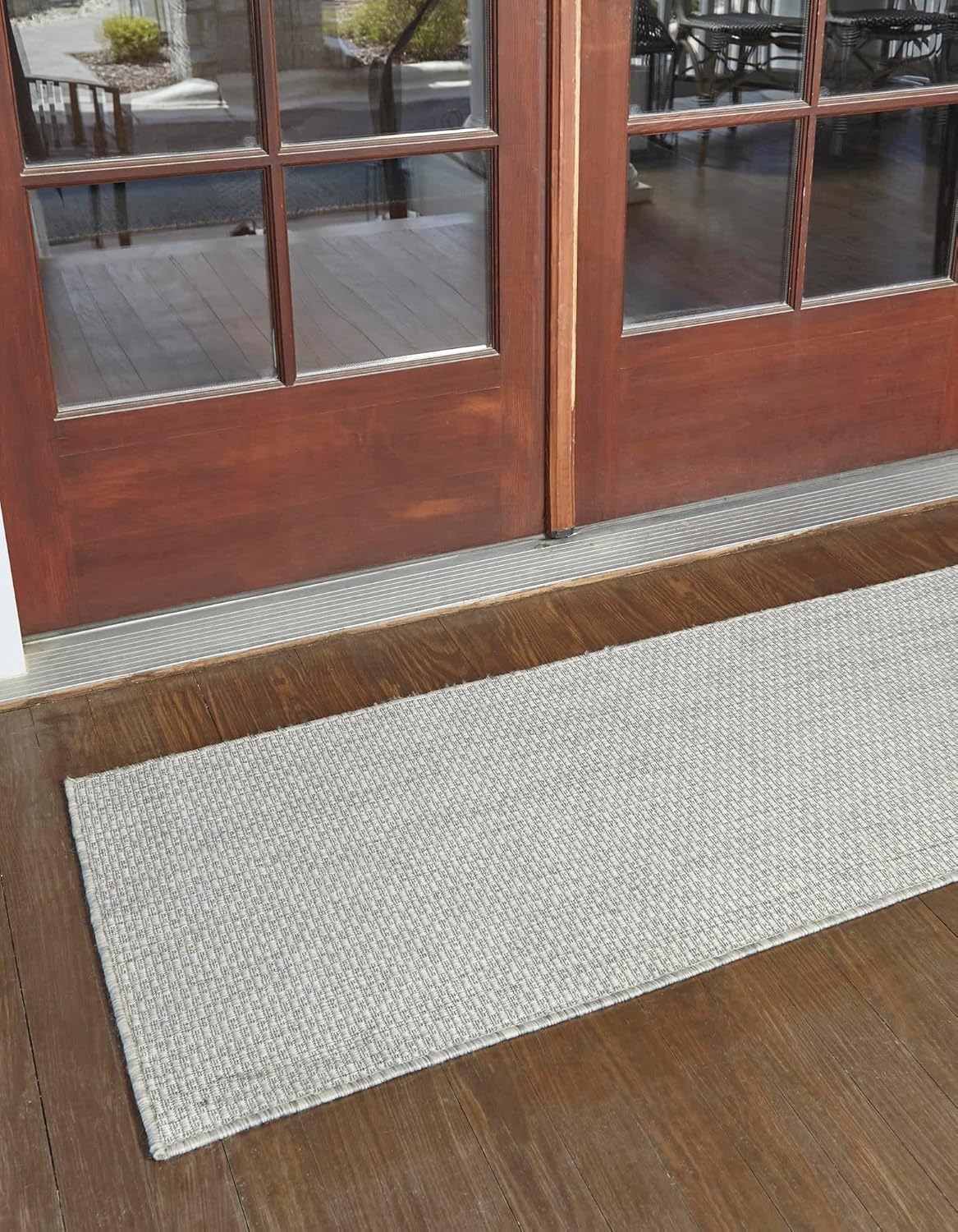 Alfombra transición sólida jaspeada 2x6ft1pulg gris claro