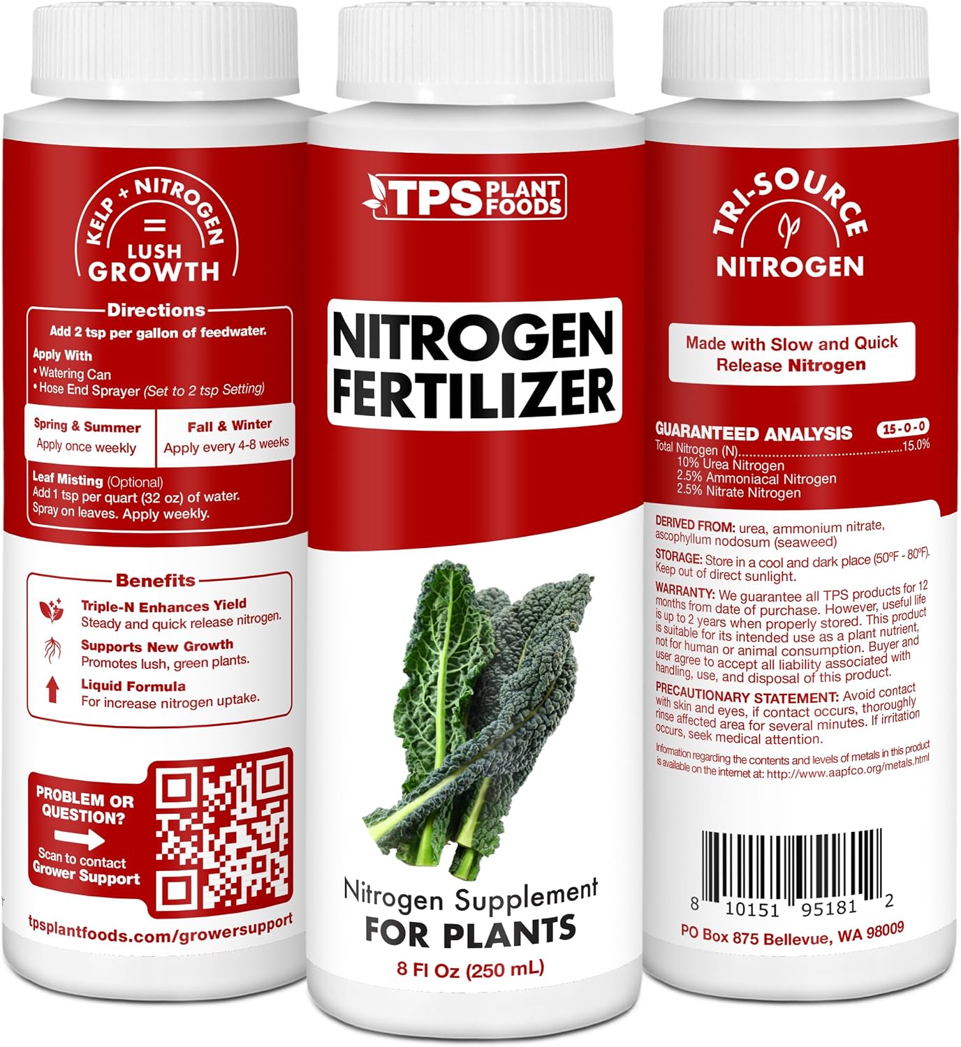 Nitrógeno líquido para plantas 8oz crecimiento vegetativo