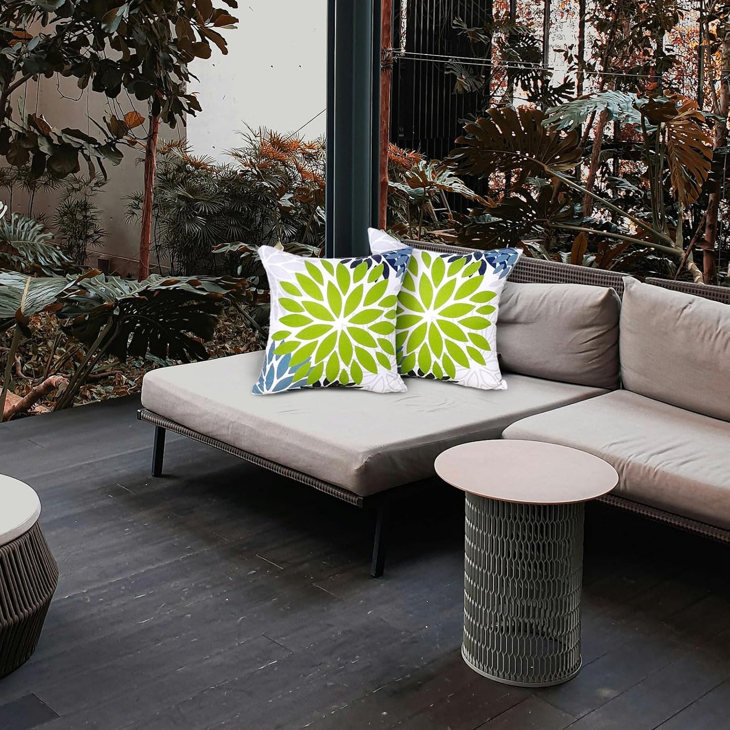 2 Pzas Fundas Almohada 18x18" Impermeables Geométricas