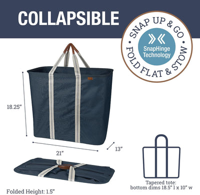 Cesta plegable para ropa sucia 64L azul con asas