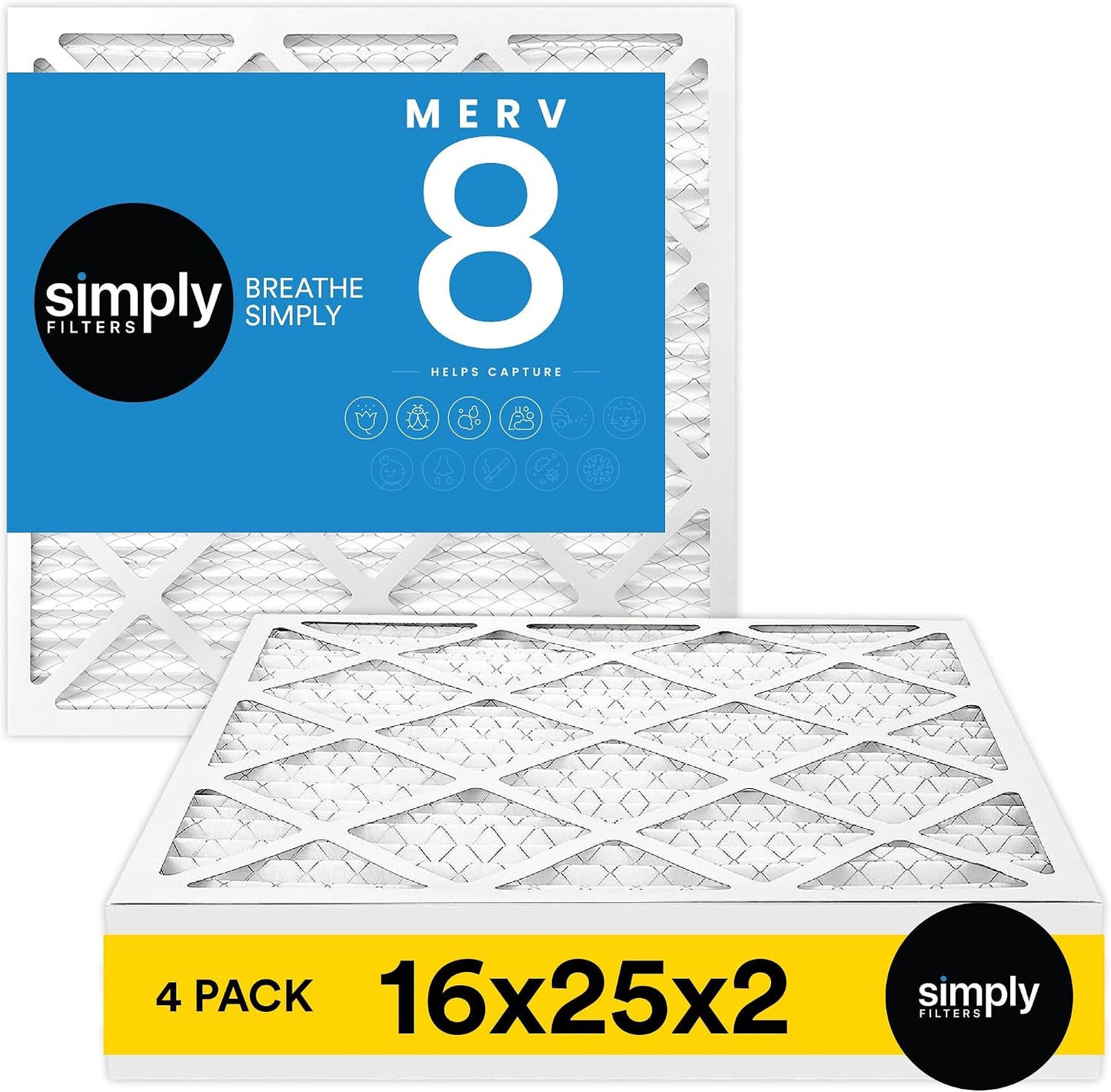 Filtro aire MERV 8 16x25x2 pulg set 4 para caldera HVAC