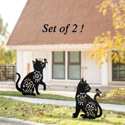 Set 2 estacas decorativas para gatos jardín