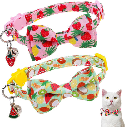 Collar gato pajarita campana ajustable con moño extraíble