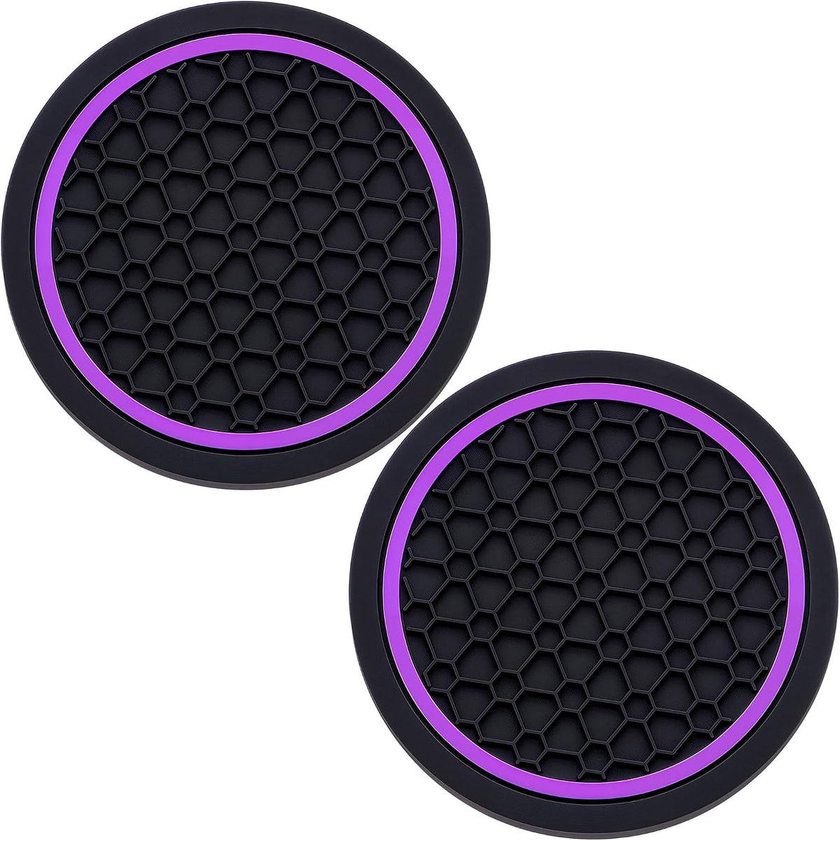 Set 2 Pzas Posavasos Antiderrap para Auto Negro y Morado