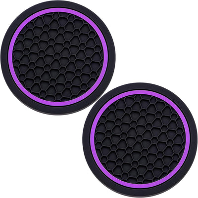 Set 2 Pzas Posavasos Antiderrap para Auto Negro y Morado