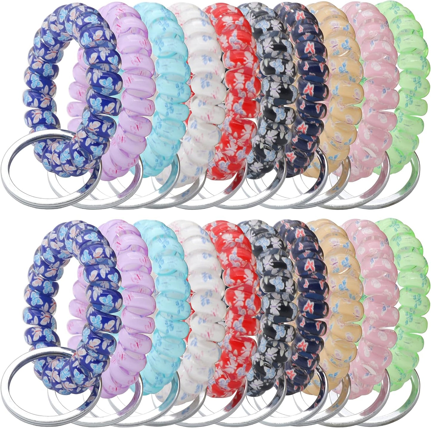 20 Llaveros Plástico Estirables Resorte Muñeca Espiral
