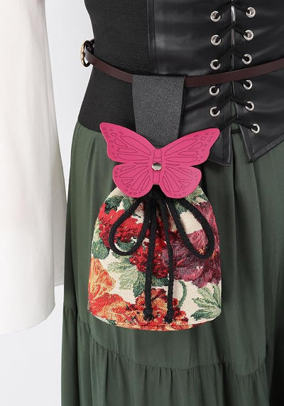 Riñonera renacentista con cordón mariposa bolso vintage LARP