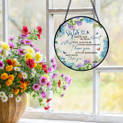 Atrapasoles vidrio emplomado con flores decoración pared