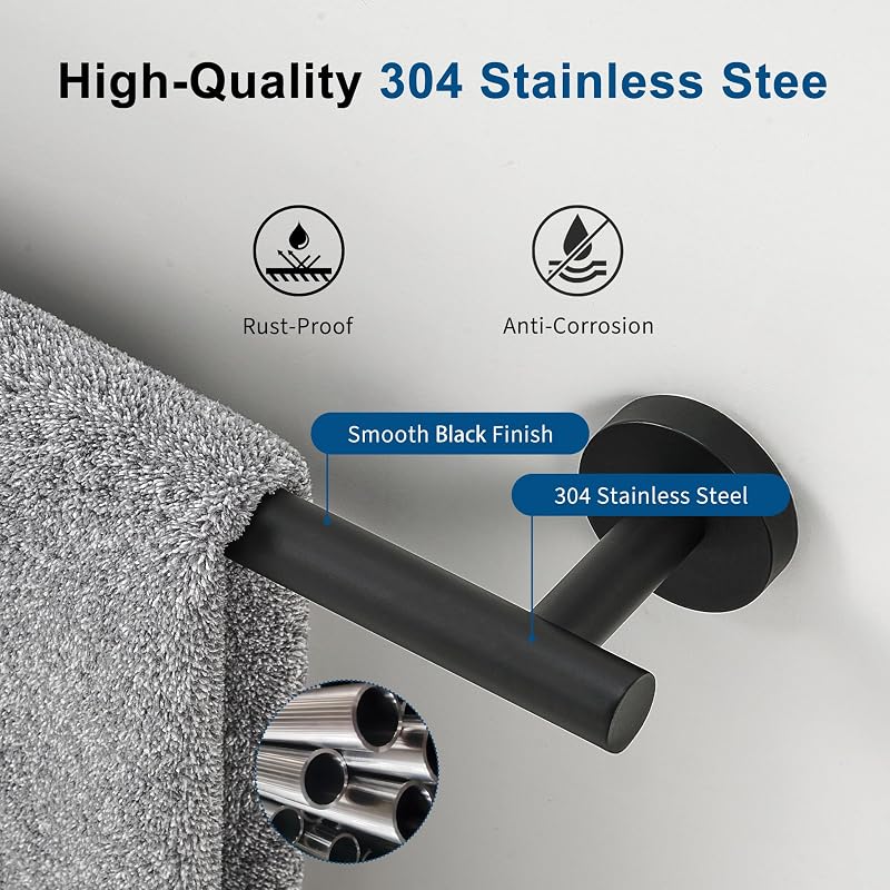 Barra toalla negro mate 30" acero inox SUS304