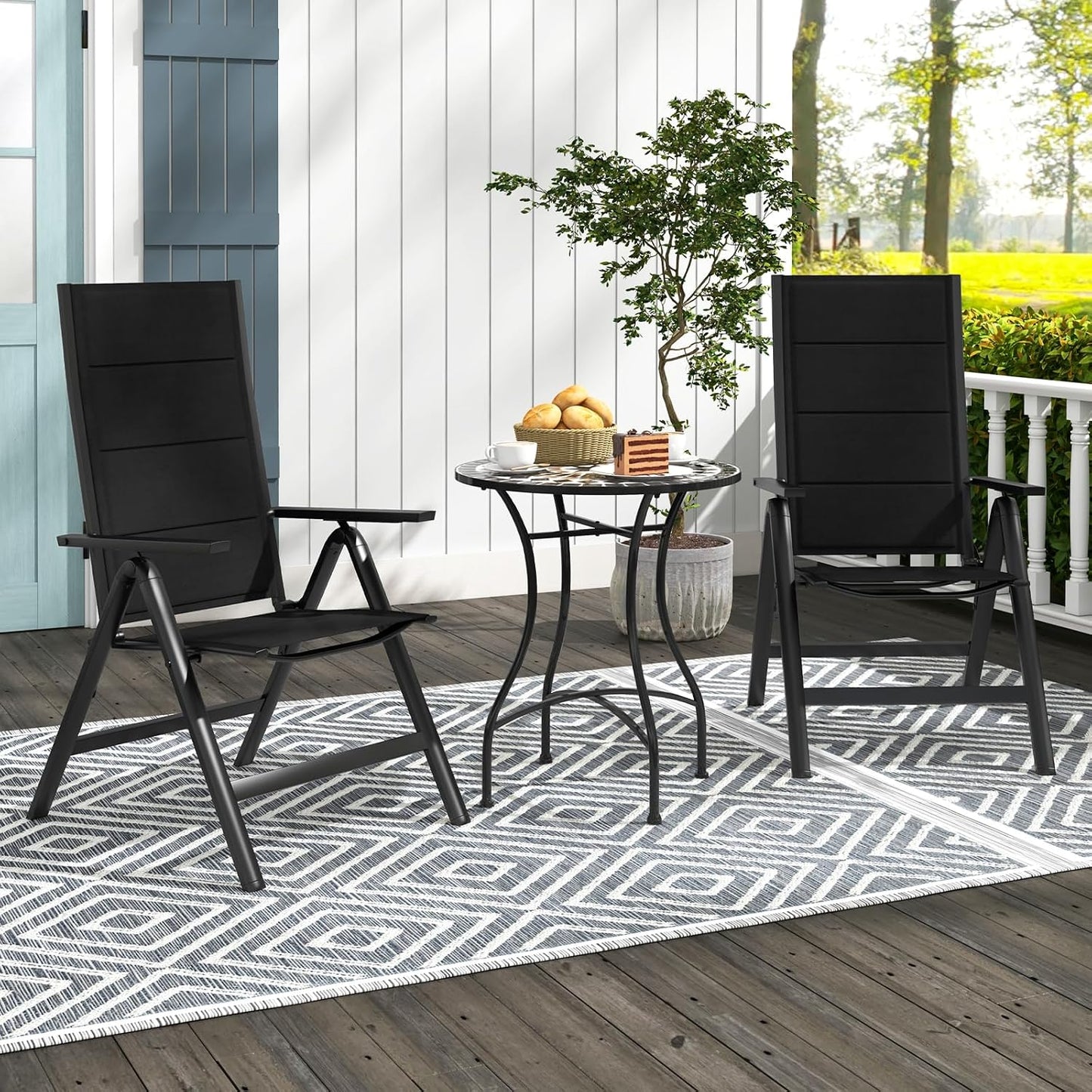 Silla plegable patio asiento acolchado respaldo ajustable