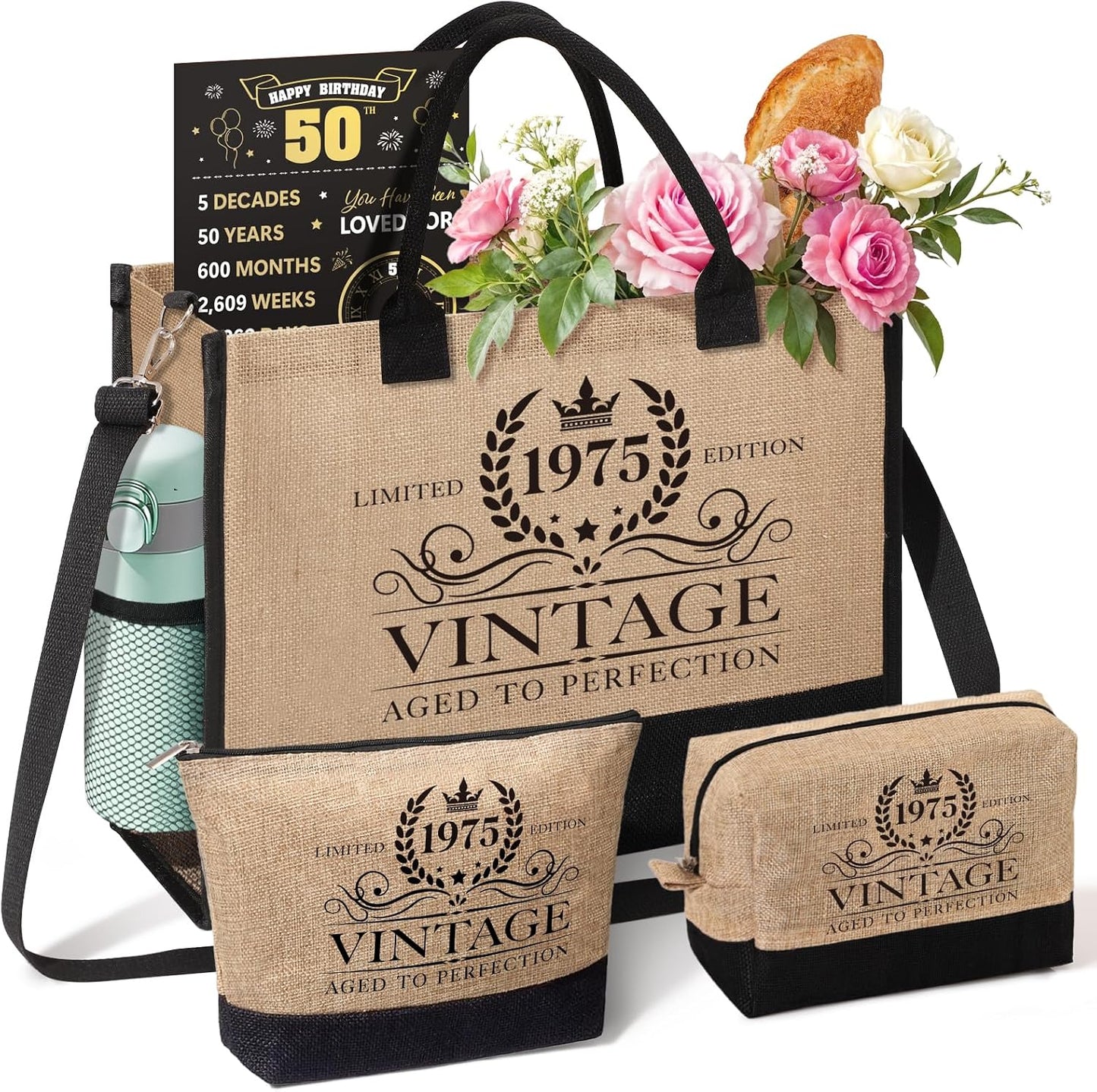 Bolsa vintage 1975 reutilizable regalo 50 años mujer