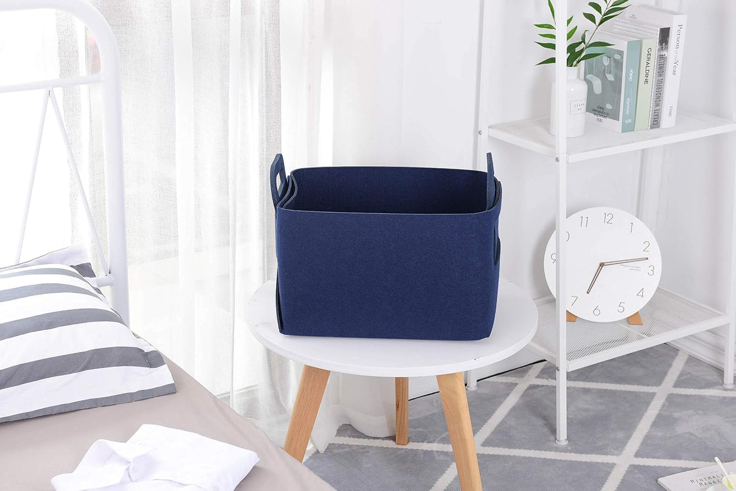 Cesta fieltro plegable con asas para almacenar juguetes