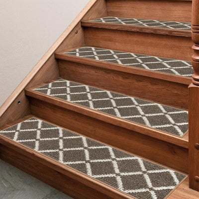 Alfombras antideslizantes peldaños madera 8x30pulg set 7