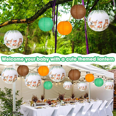 12 Pzas Decoración Baby Shower Selva Faroles Animales Otoño
