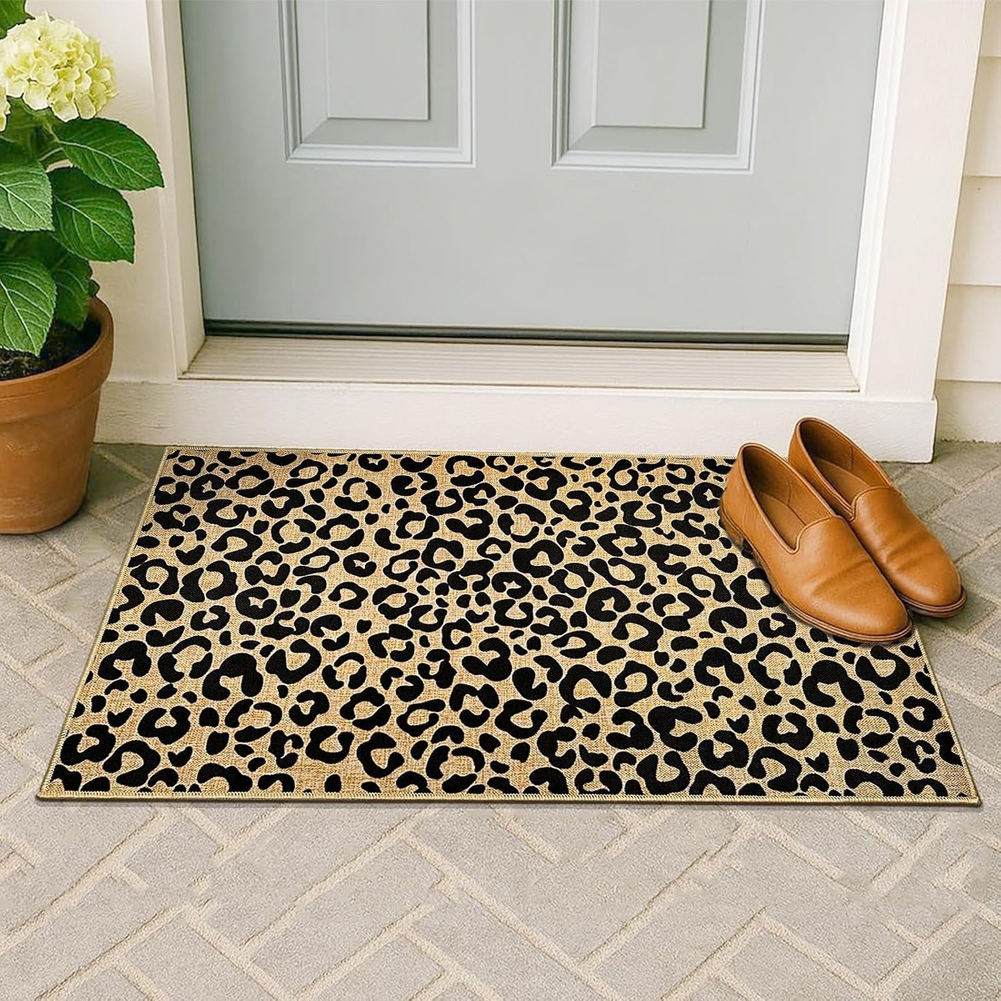 Tapete estampado leopardo antiderrap para entrada y pasillo