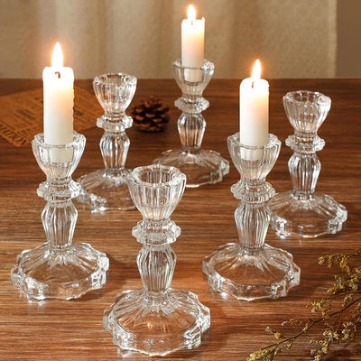 6 Candelabros Cristal 4.33pulg Decoración Bodas Fiestas