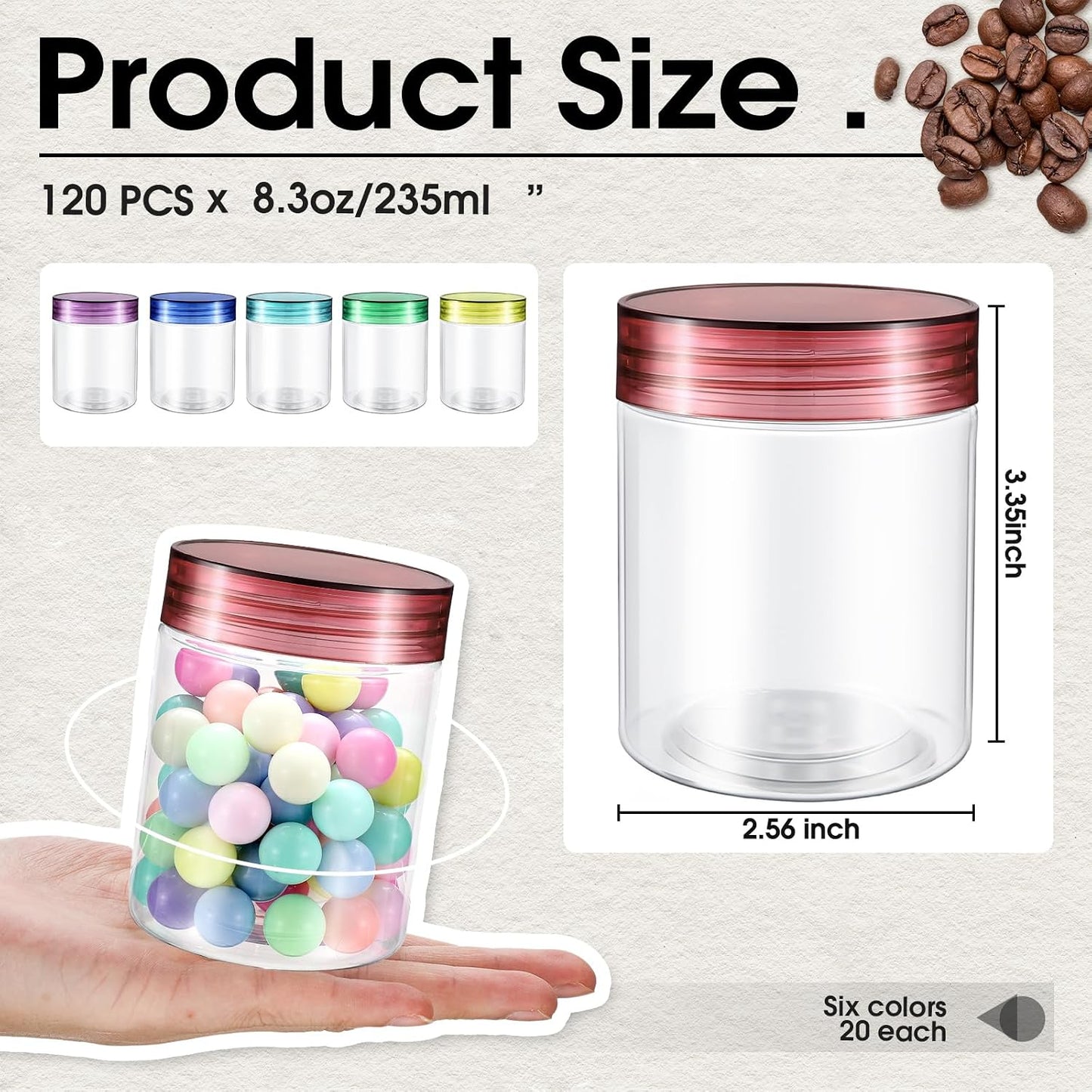 120 Tarros Plástico 8oz Tapas Recargables Viaje
