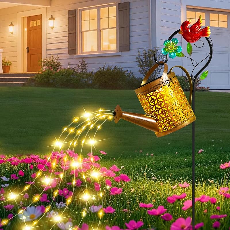 Farol solar luces cascada decoración jardín