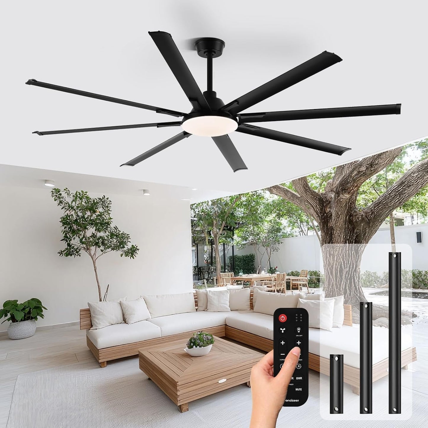 Ventilador techo 84pulg con luz control remoto 36W 3CCT