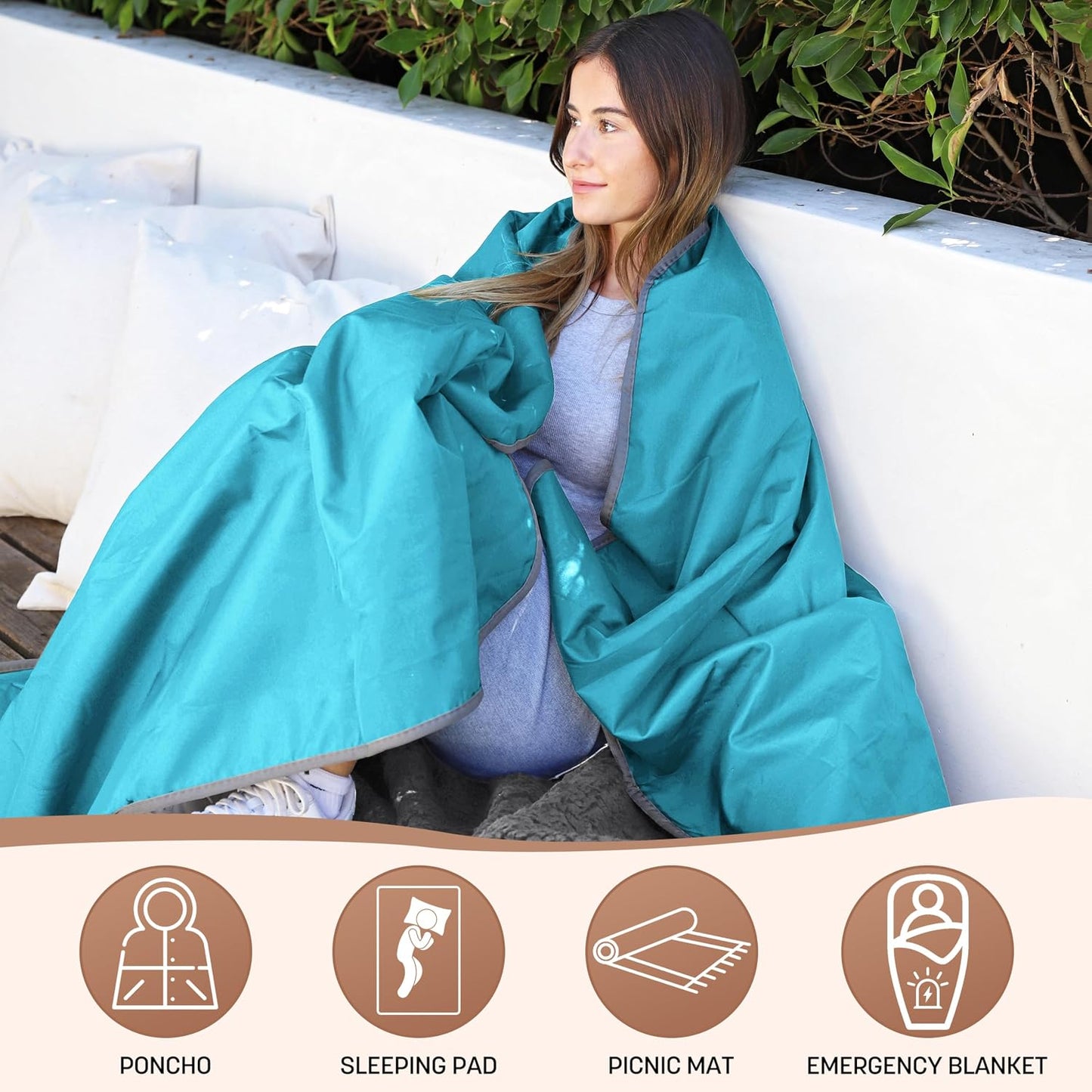 Manta impermeable sherpa triple capa plegable camping