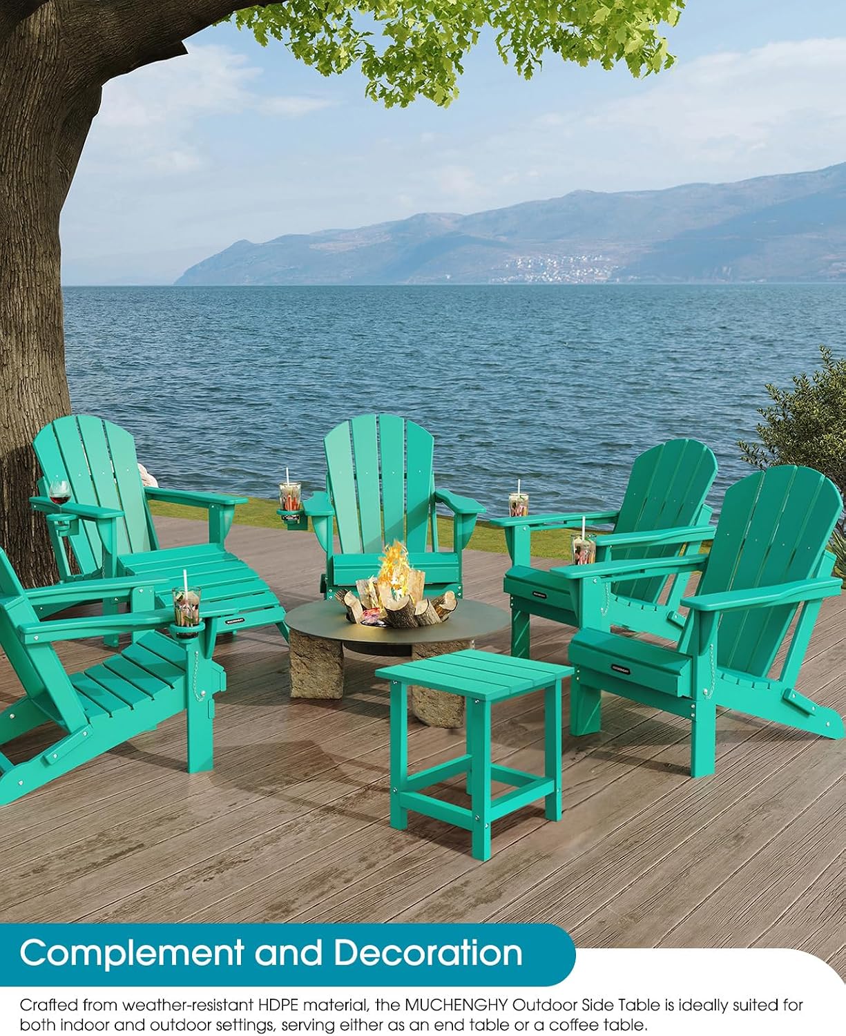 Mesa auxiliar Adirondack exteriores 14.7" polietileno azul