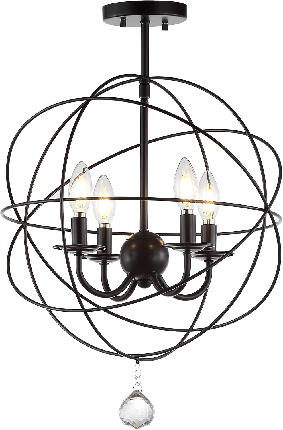Lámpara techo bronce 23pulg 4 luces cristal ETL LED