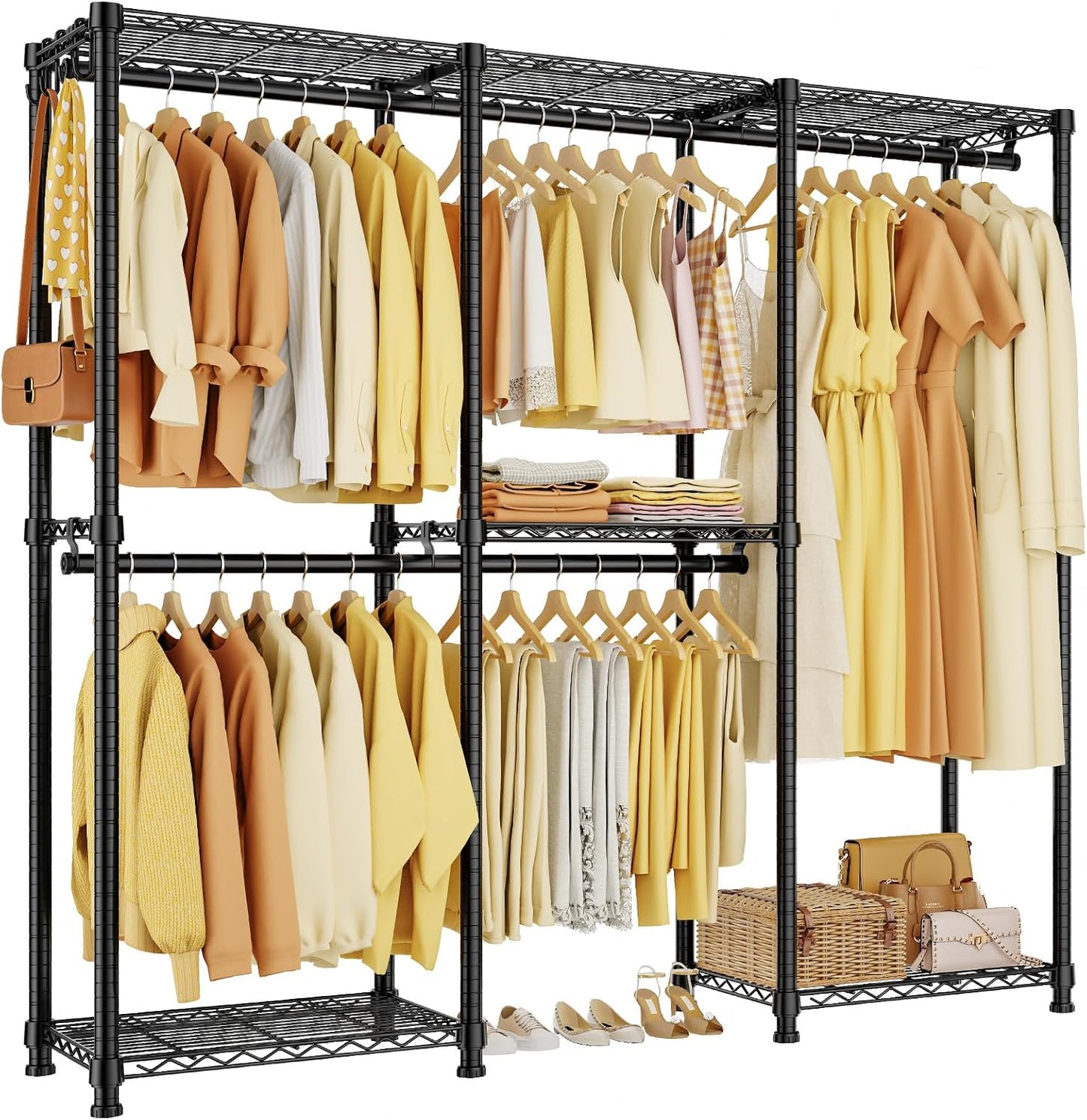 Perchero portátil ajustable 4 barras 73.6pulg negro