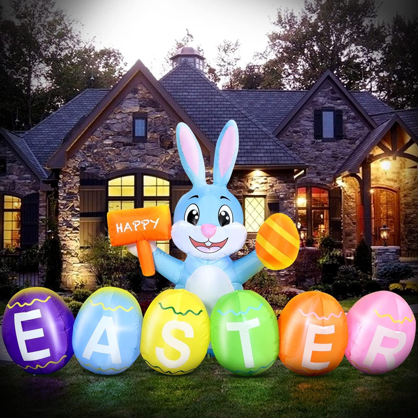 Conejito inflable Pascua 6ft con luces LED decoración